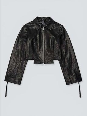 Jovana Markovic black wave leather jacket